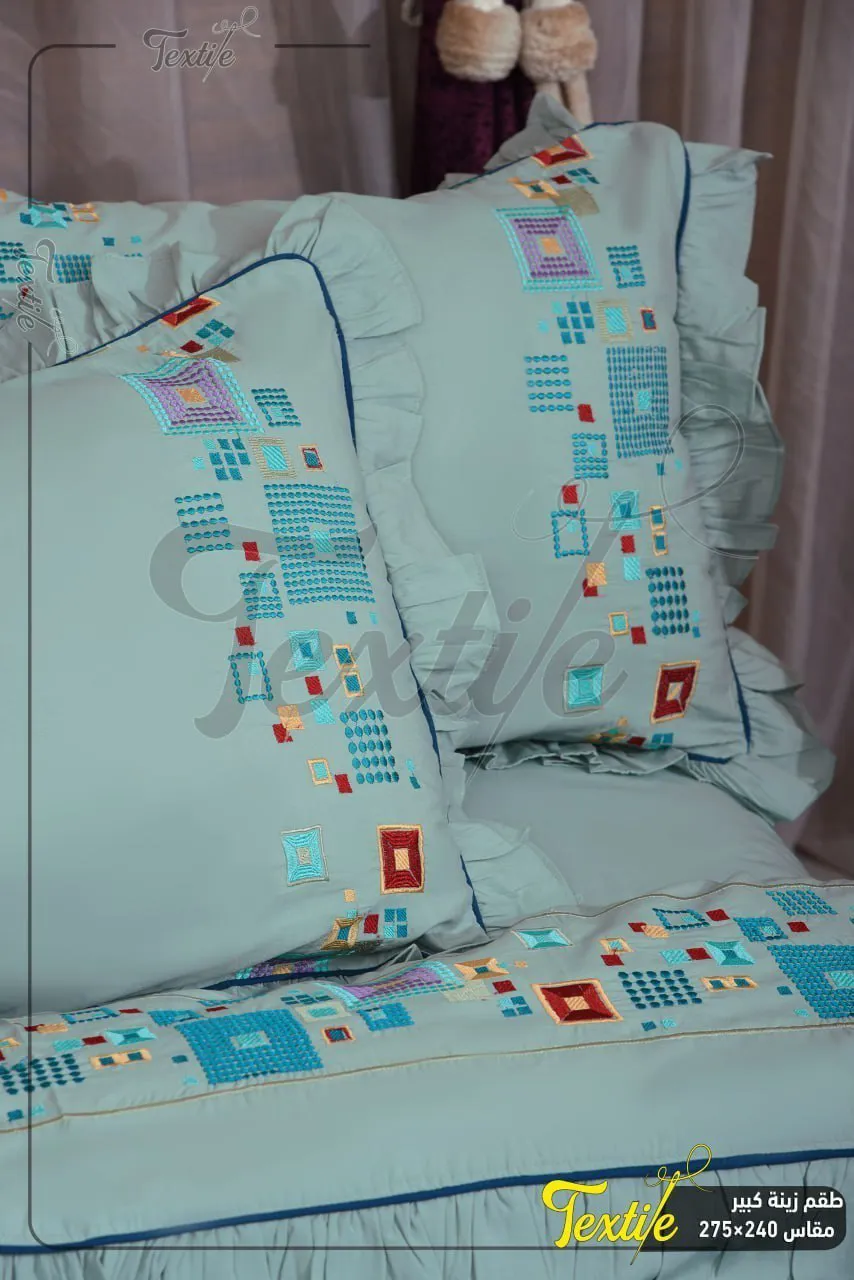 طقم سرير كبير قطن مطرز 4 قطع
