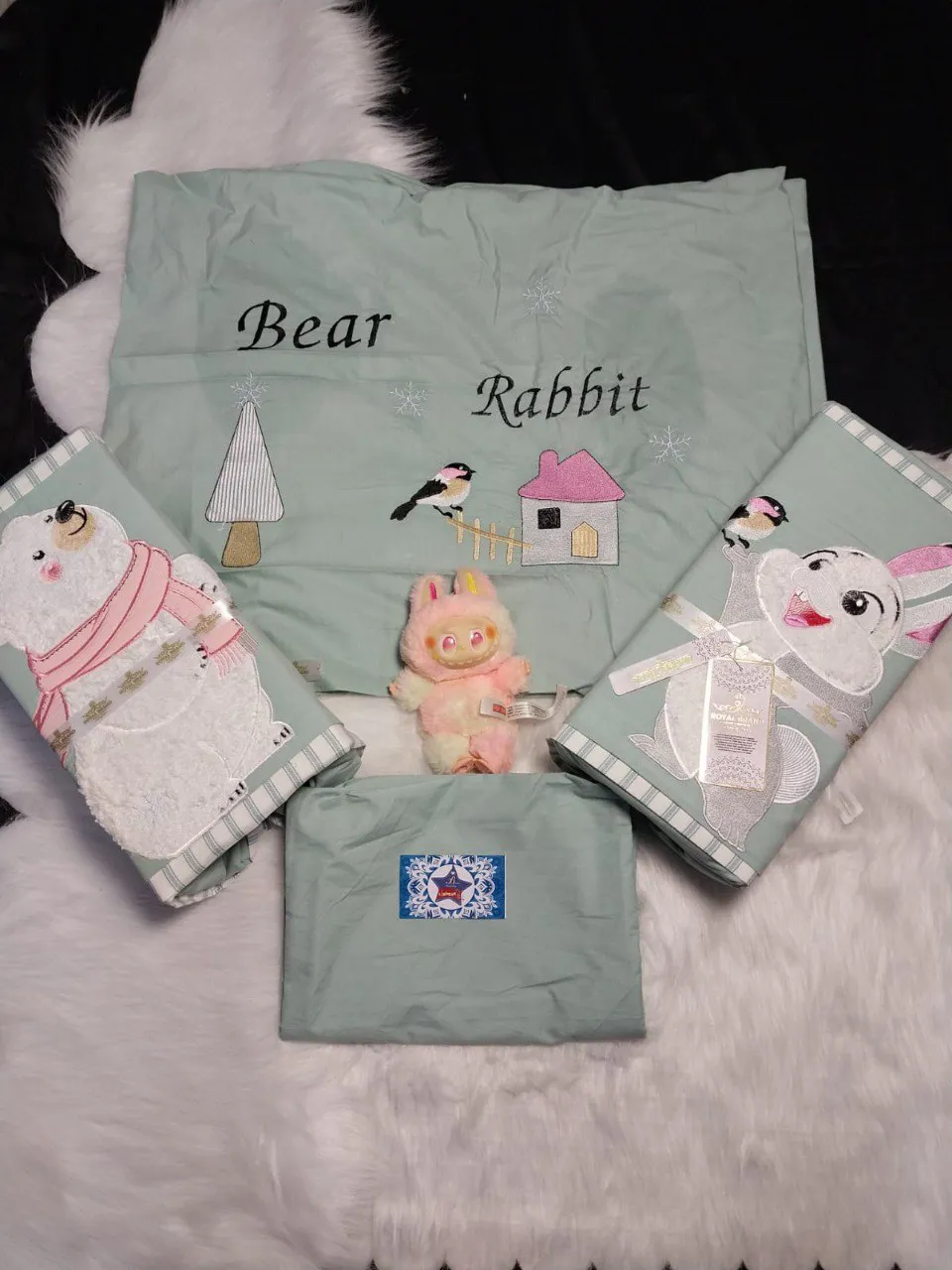 طقم سرير اطفال قطن مطرز